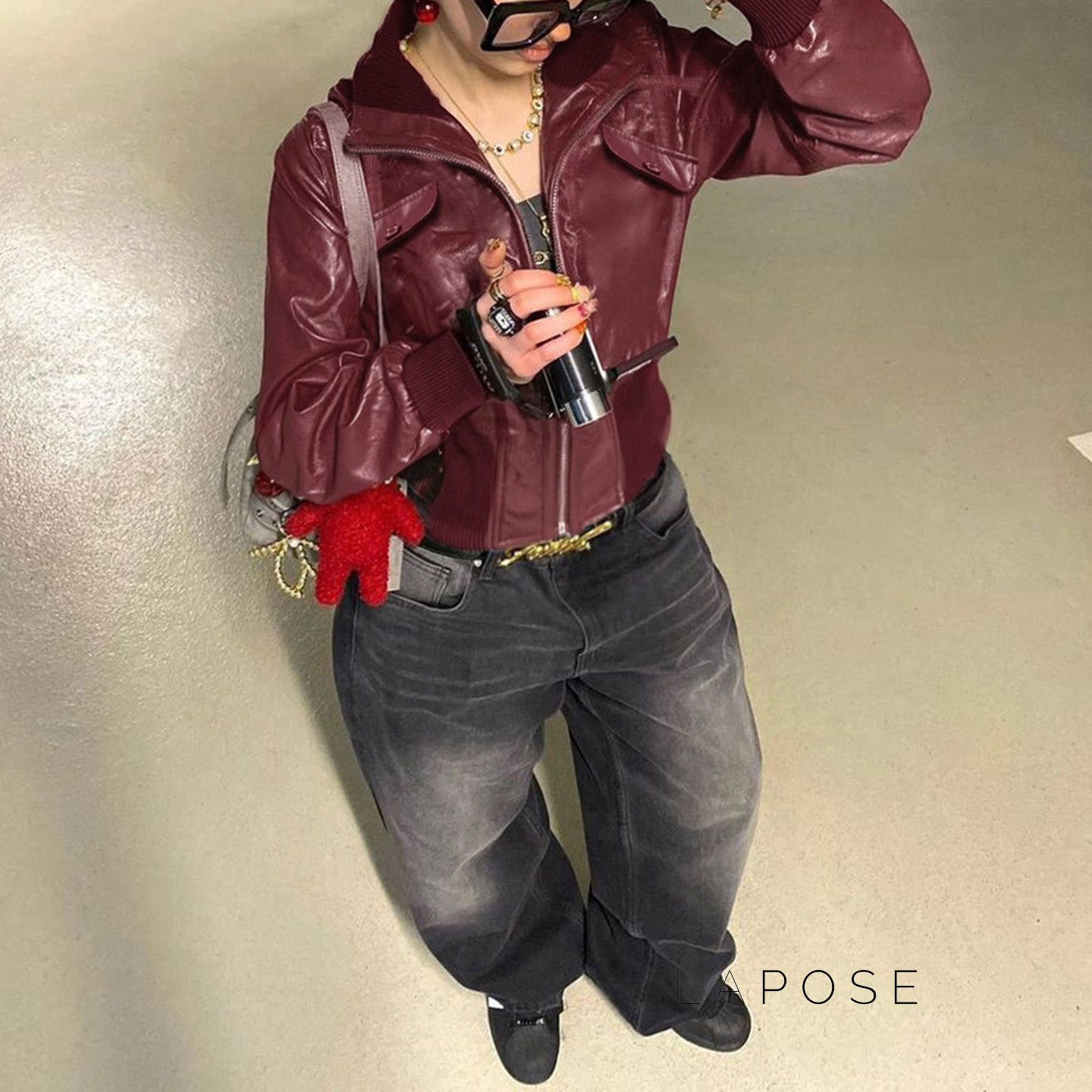 Florencia Cropped Faux Leather Jacket [HFPMWDP1]