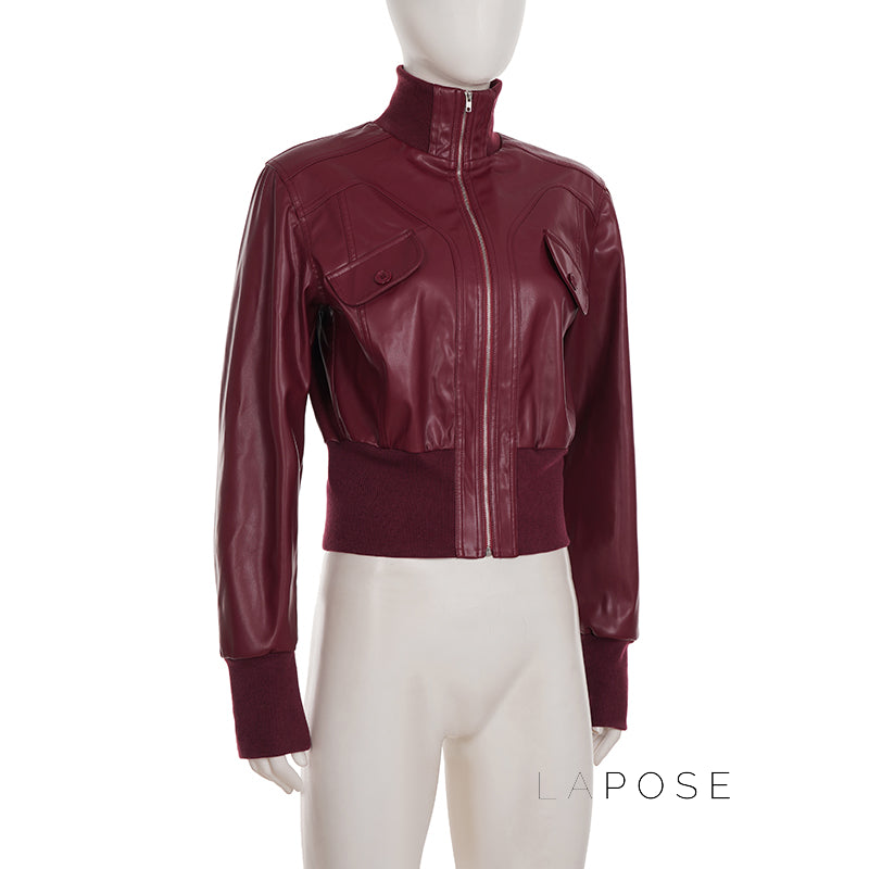 Florencia Cropped Faux Leather Jacket [6EHGSI0X]