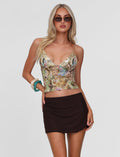 LaPose Francisca Animal Swirl Sequin Top
