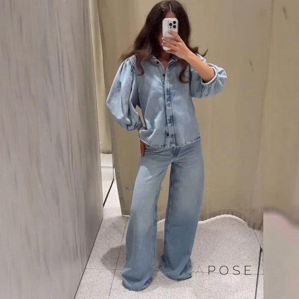 Freyja Denim Wide-Leg Pant Set [VKPH0XLA]