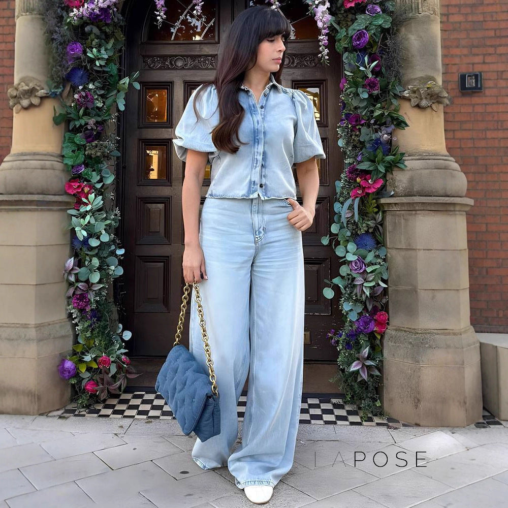 Freyja Denim Wide-Leg Pant Set [B3CP0ROV]