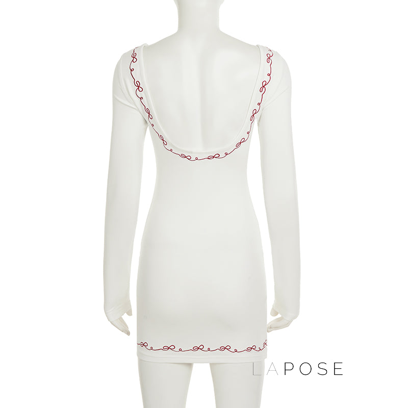 Frida Embroidered Long Sleeve Mini Dress [K6T09REK]