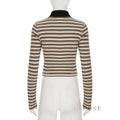 Germani Striped Long Sleeve Polo Top [AMPN8BZ3]