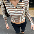 Germani Striped Long Sleeve Polo Top [MRPBAQJN]