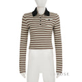 Germani Striped Long Sleeve Polo Top [R9M4DPSJ]