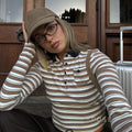Germani Striped Long Sleeve Polo Top [5NTX4D8Y]