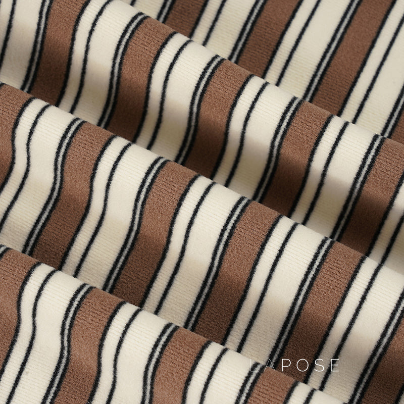 Germani Striped Long Sleeve Polo Top [KC1JAFB9]