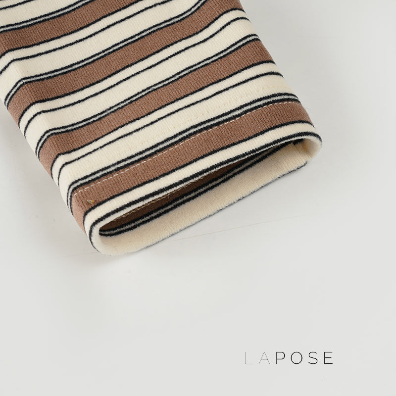 Germani Striped Long Sleeve Polo Top [BTQYMRX8]