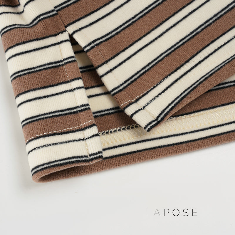 Germani Striped Long Sleeve Polo Top [T5VLIL5V]