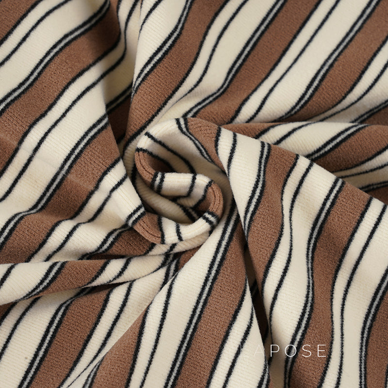 Germani Striped Long Sleeve Polo Top [5VRV0AHW]