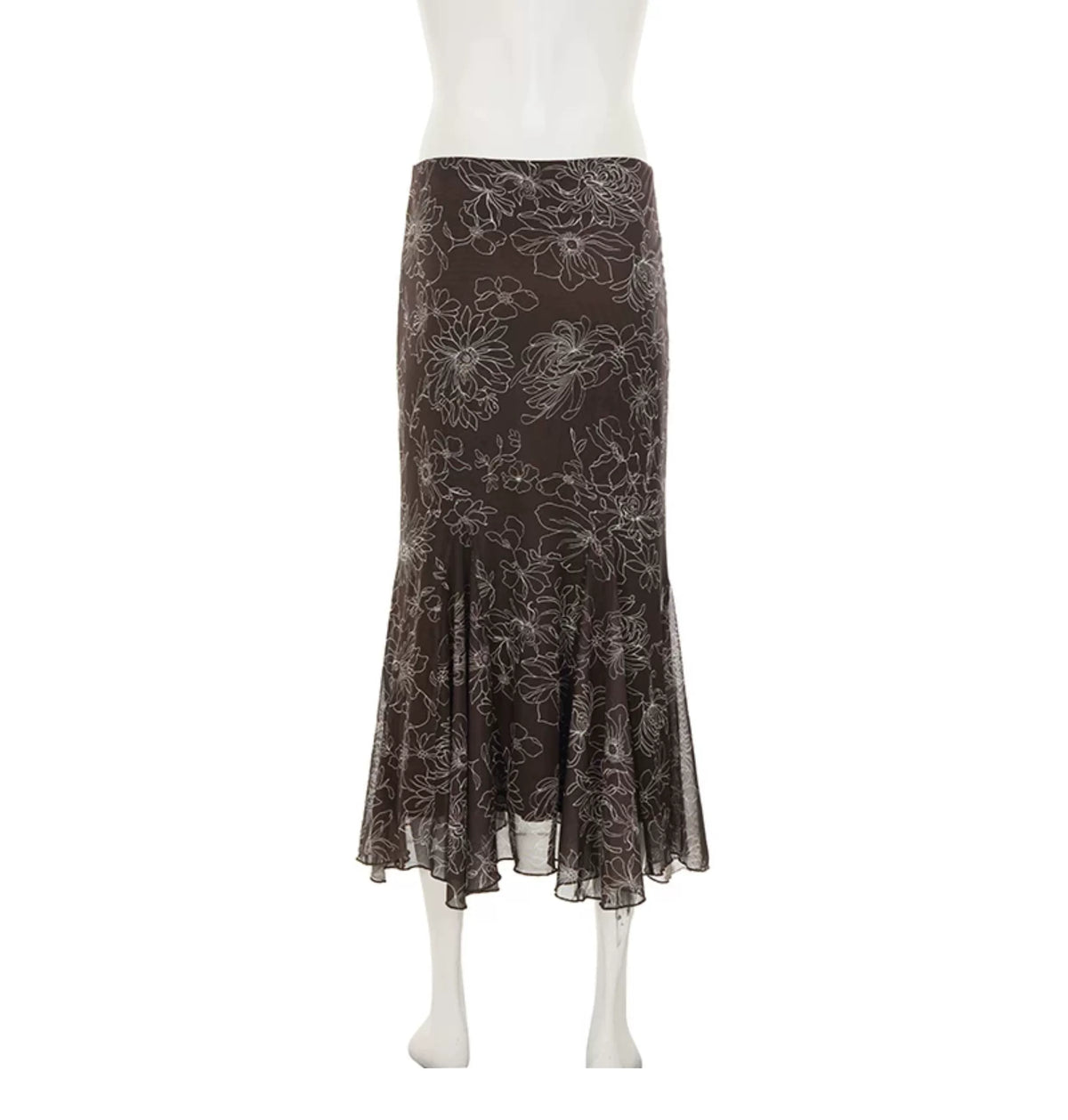 LaPose - Gisele Floral Mermaid Midi Skirt