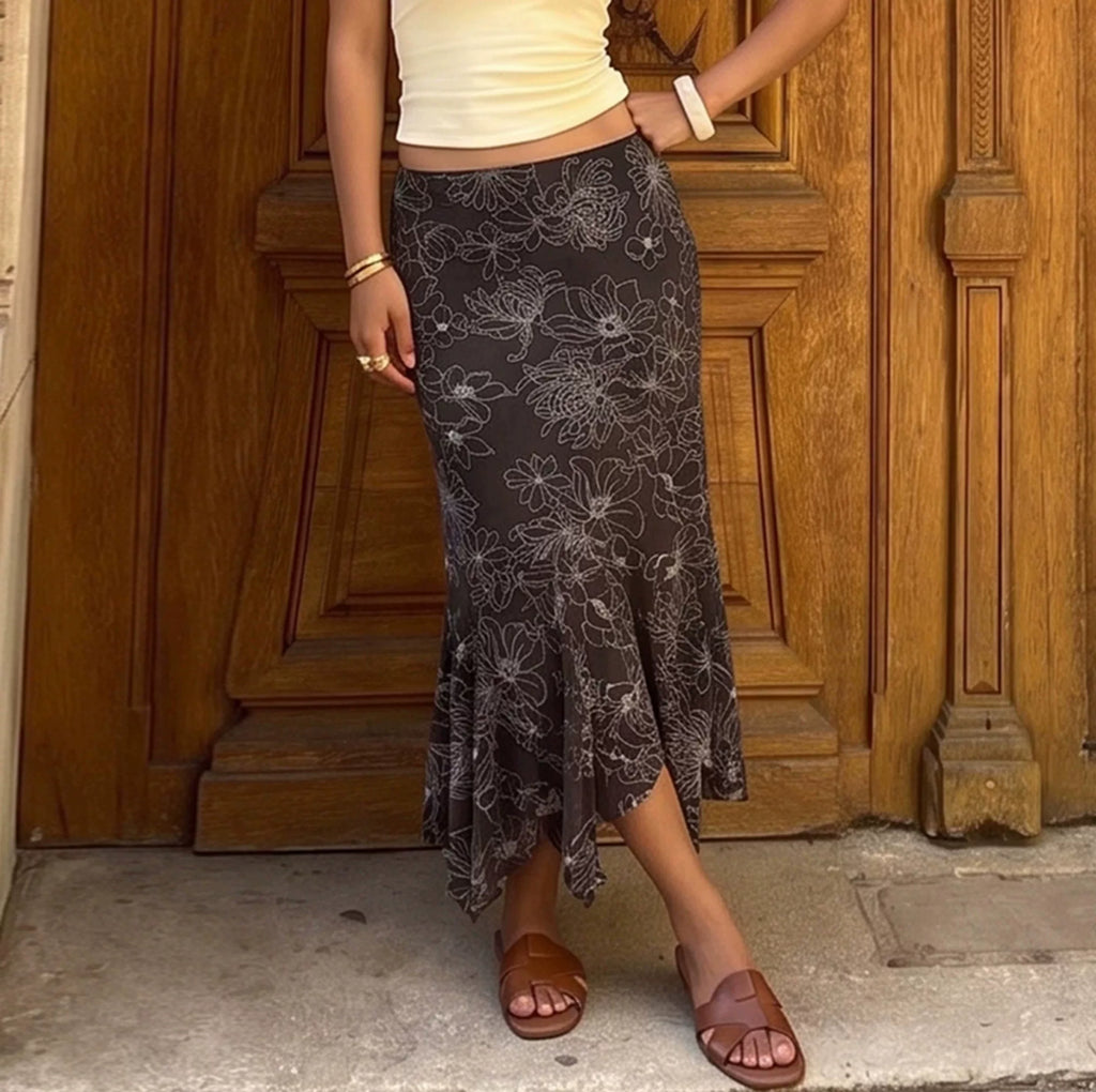 LaPose - Gisele Floral Mermaid Midi Skirt