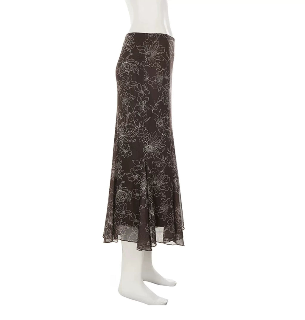 LaPose - Gisele Floral Mermaid Midi Skirt
