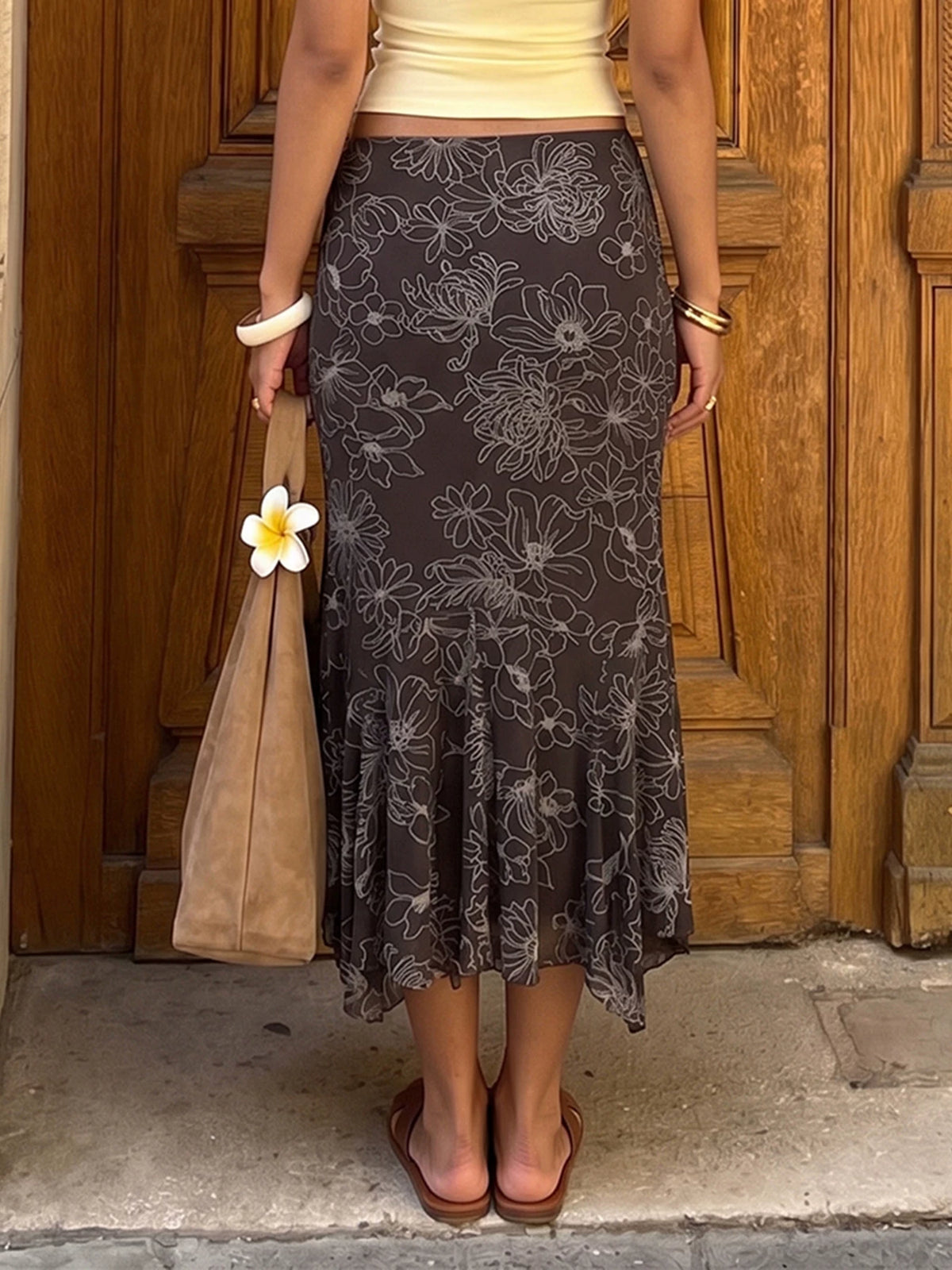 LaPose - Gisele Floral Mermaid Midi Skirt