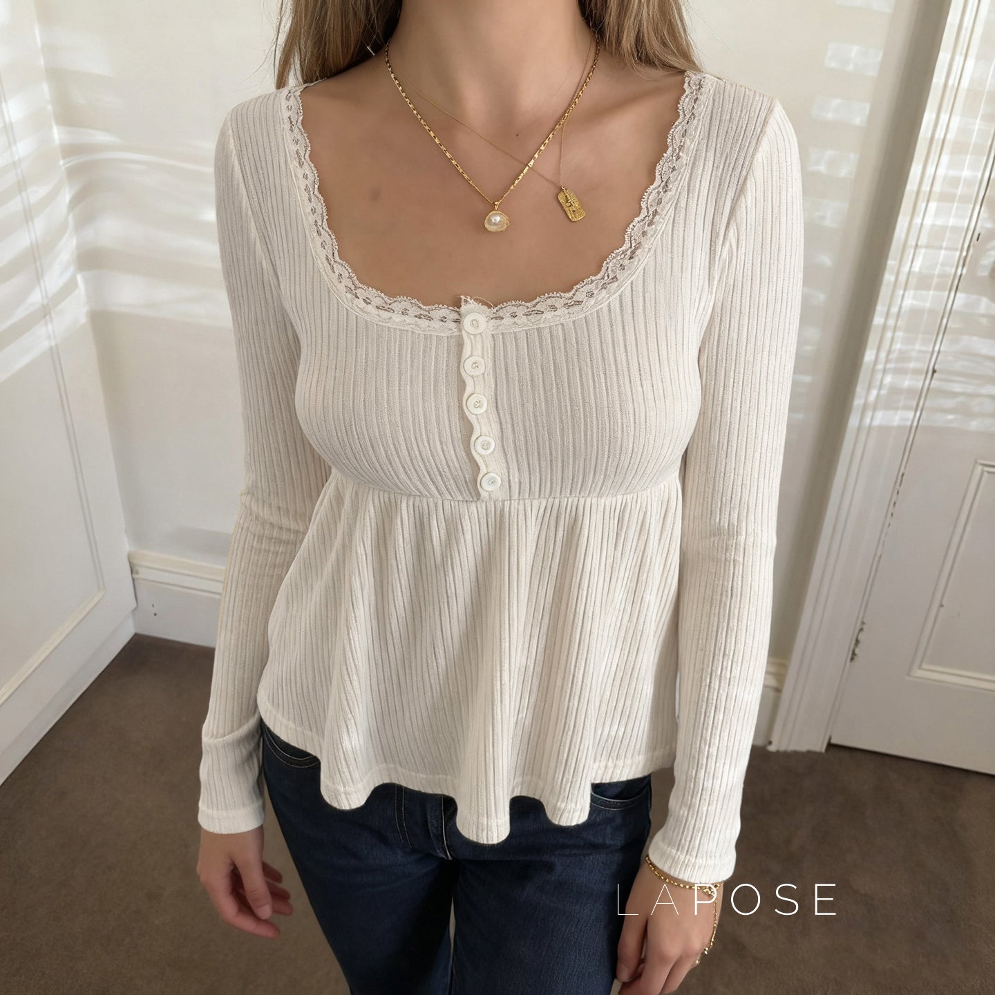 Goddess Knit Lace Square Top [NG2X31B2]