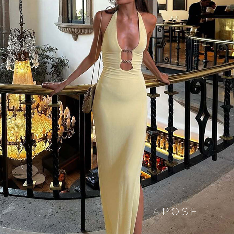 Goldie Halter Maxi Dress [7FRVISQS]