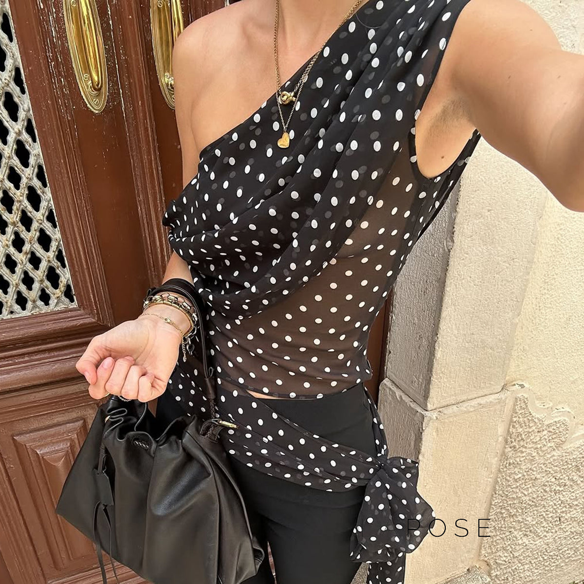 Goldy Polka Dot Off-Shoulder Top [N6CBCUE2]
