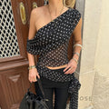 Goldy Polka Dot Off-Shoulder Top [AHOSTE9X]
