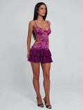 LaPose Grace Tiered Lace Mini Dress