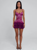 LaPose Grace Tiered Lace Mini Dress