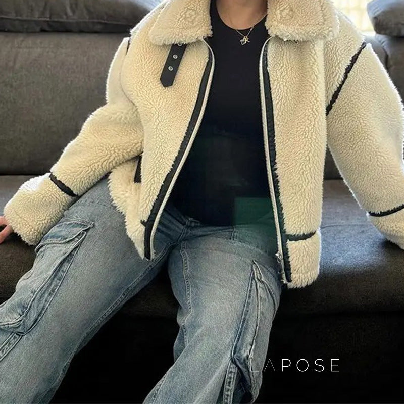 Gracelin Faux Shearling Bomber Jacket [LJV06W65]