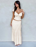 LaPose Gracelyn Polka Dot Maxi Skirt - Bone