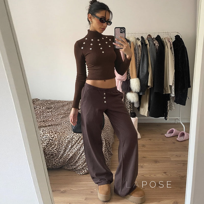 Graciela Ribbed Turtleneck Top [5WYI8LRB]