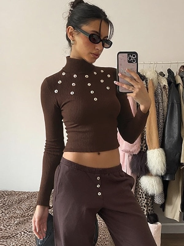 Graciela Ribbed Turtleneck Top [GM8UGO4L]