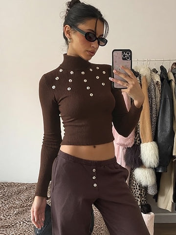 Graciela Ribbed Turtleneck Top [GM8UGO4L]