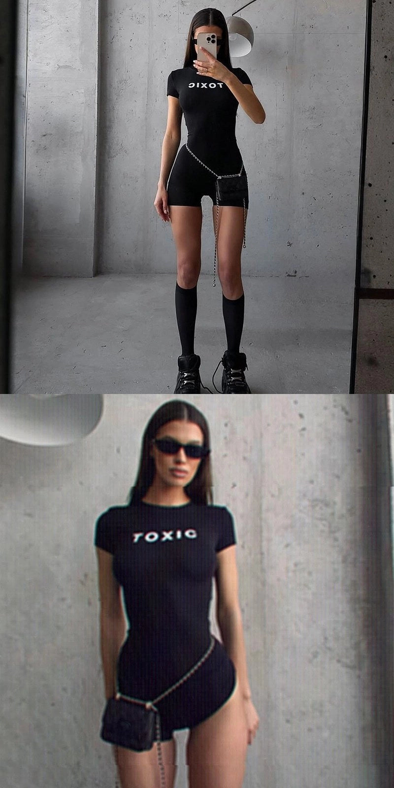 Graphic Print Slim Romper [FNOZ69CA]