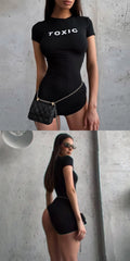 Graphic Print Slim Romper [A3ES72N3]