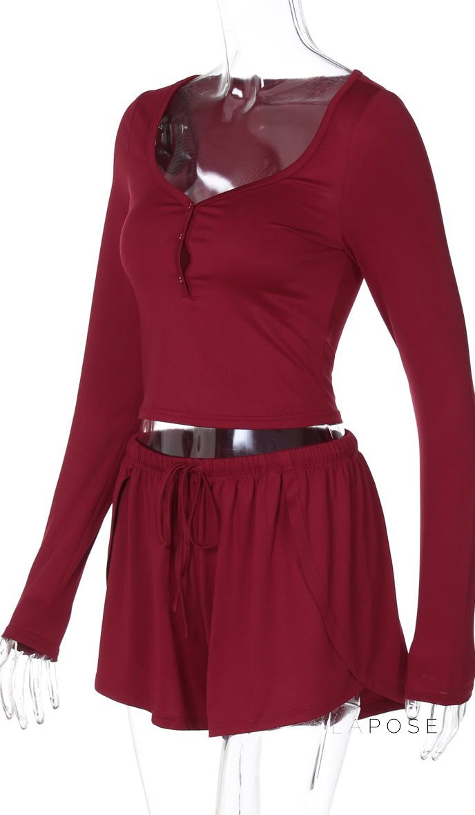 Grayce Button-Front Short Set [T3U9PVYU]