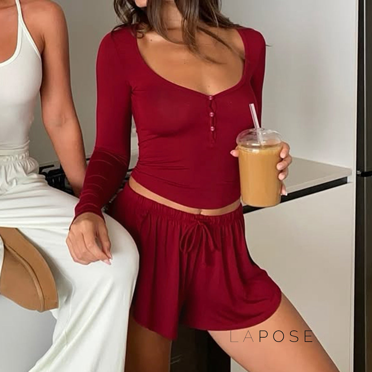 Grayce Button-Front Short Set [X06Y0IDA]