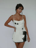 LaPose Grayce Scalloped Lace Satin Mini Dress