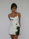 LaPose Grayce Scalloped Lace Satin Mini Dress