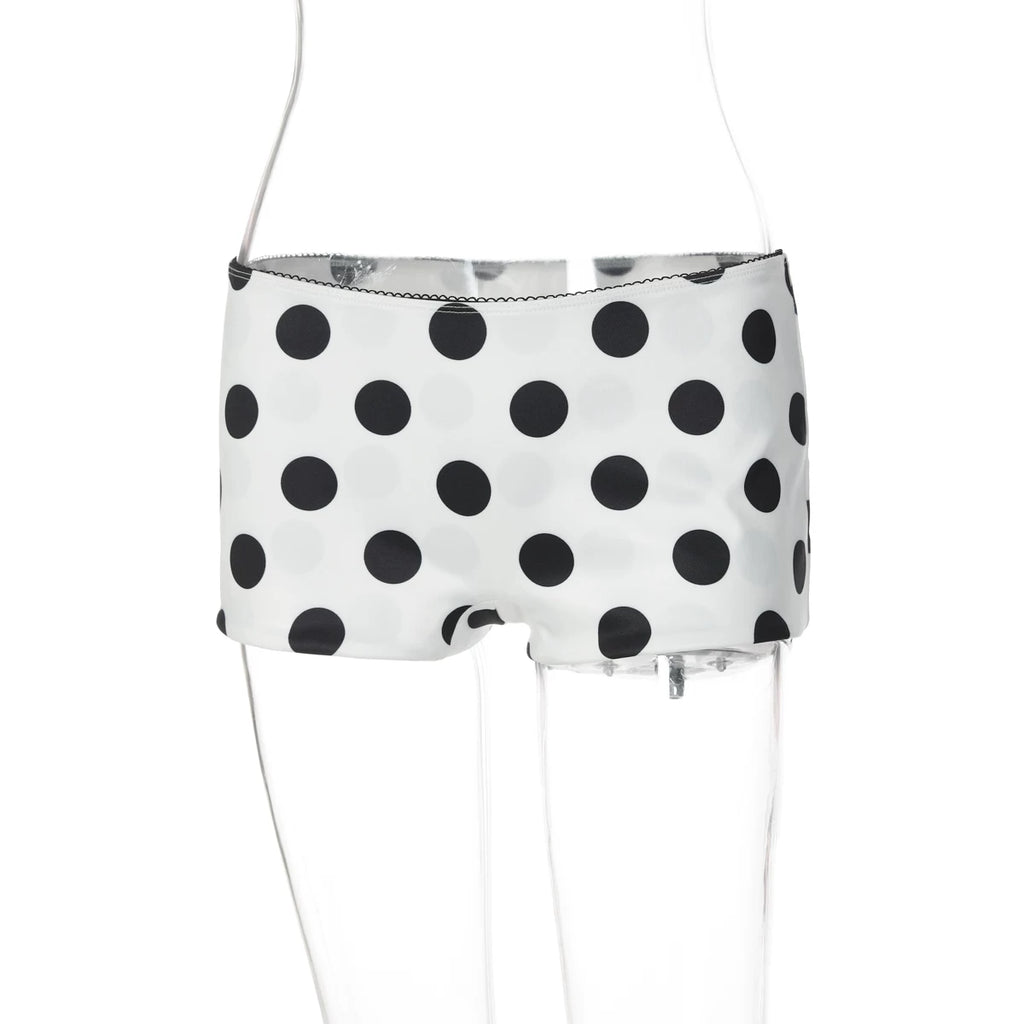 LaPose - Graycen Cut-Out Top and Polka Dot Shorts Set - White Shorts Color