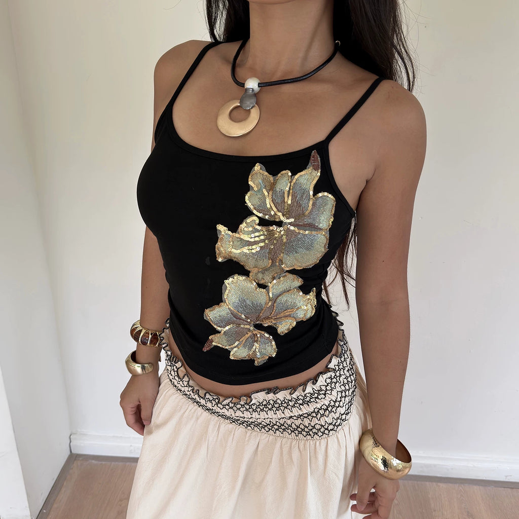 LaPose - Grayson Sequin Floral Embroidered Camisole
