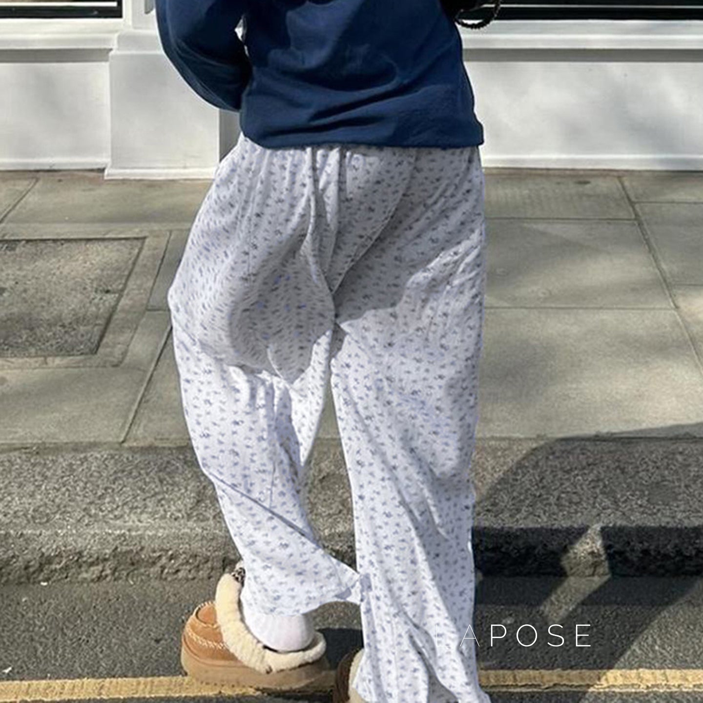 Grey Floral Drawstring Lounge Pants [J3Y9GYTJ]