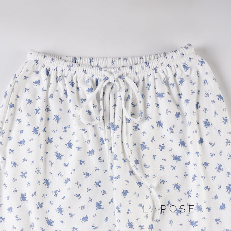 Grey Floral Drawstring Lounge Pants [YK79ZG3V]