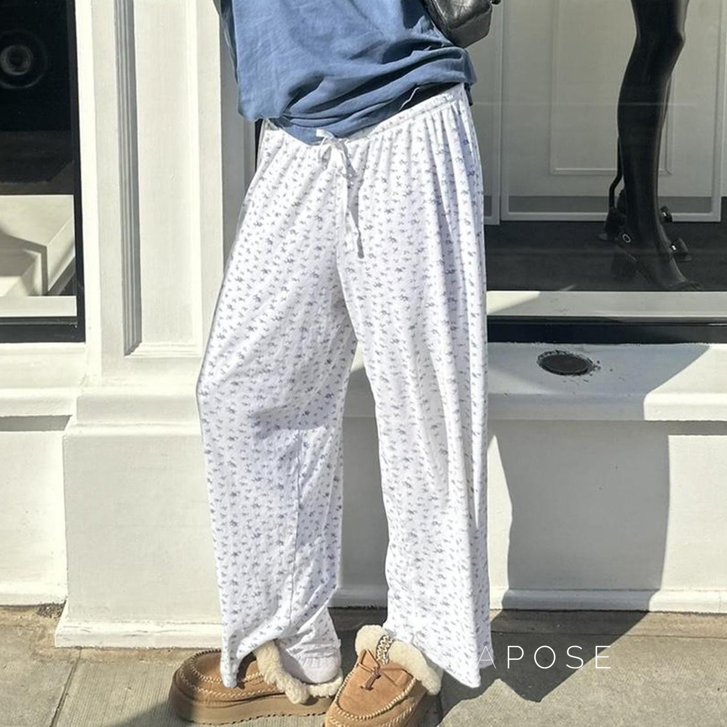 Grey Floral Drawstring Lounge Pants [1QJFMCB0]