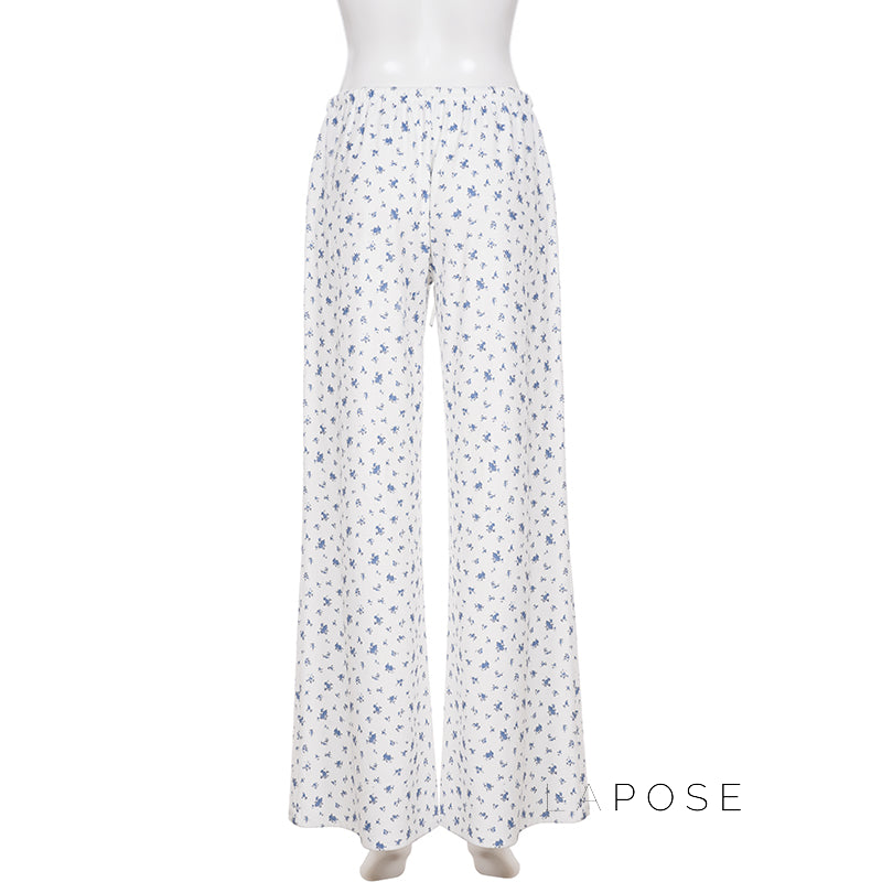 Grey Floral Drawstring Lounge Pants [6MWYF3YY]