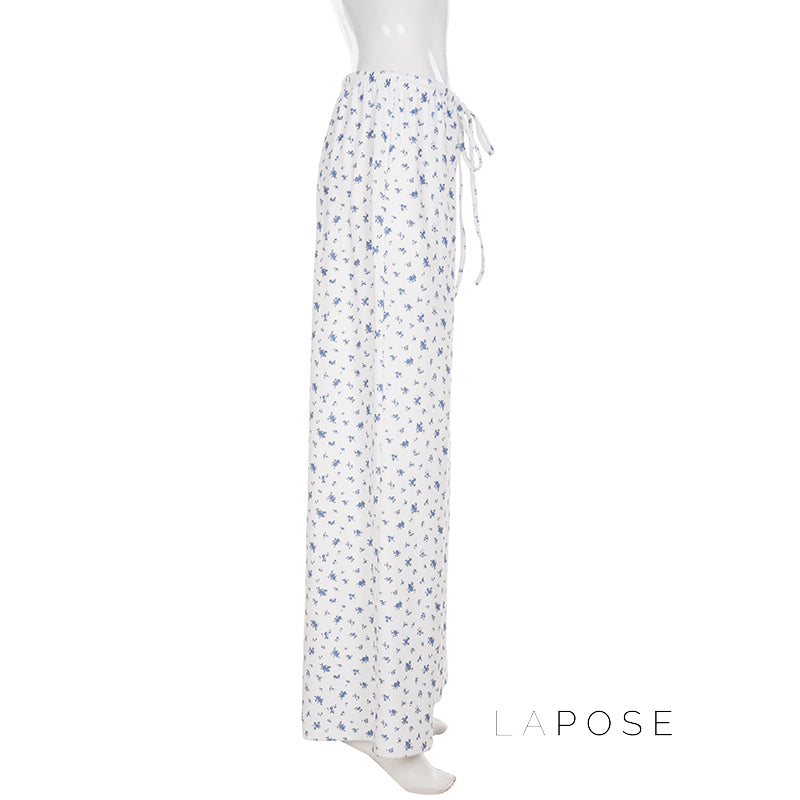 Grey Floral Drawstring Lounge Pants [YJN06HF3]