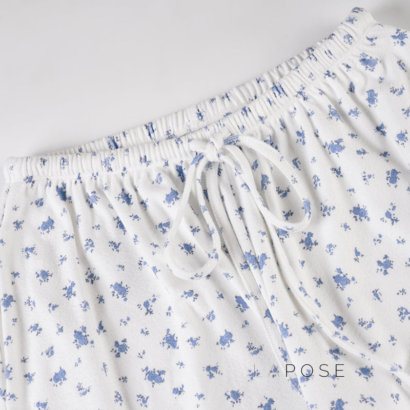 Grey Floral Drawstring Lounge Pants [NTTUDP5B]
