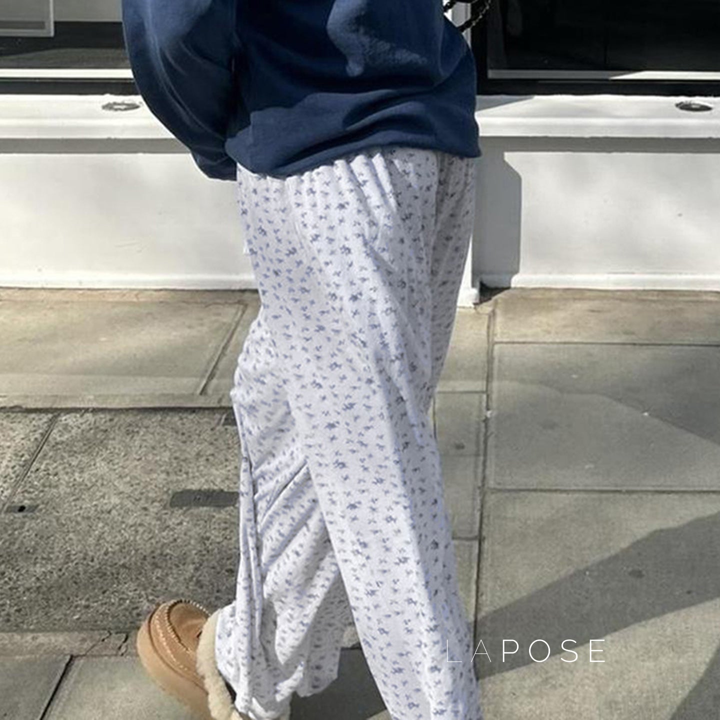 Grey Floral Drawstring Lounge Pants [CTX418EW]