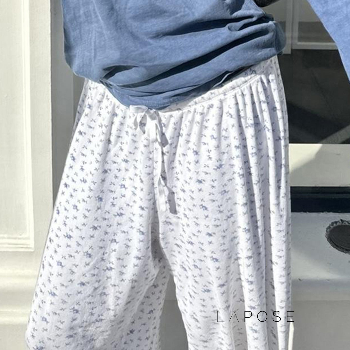 Grey Floral Drawstring Lounge Pants [G620N83H]