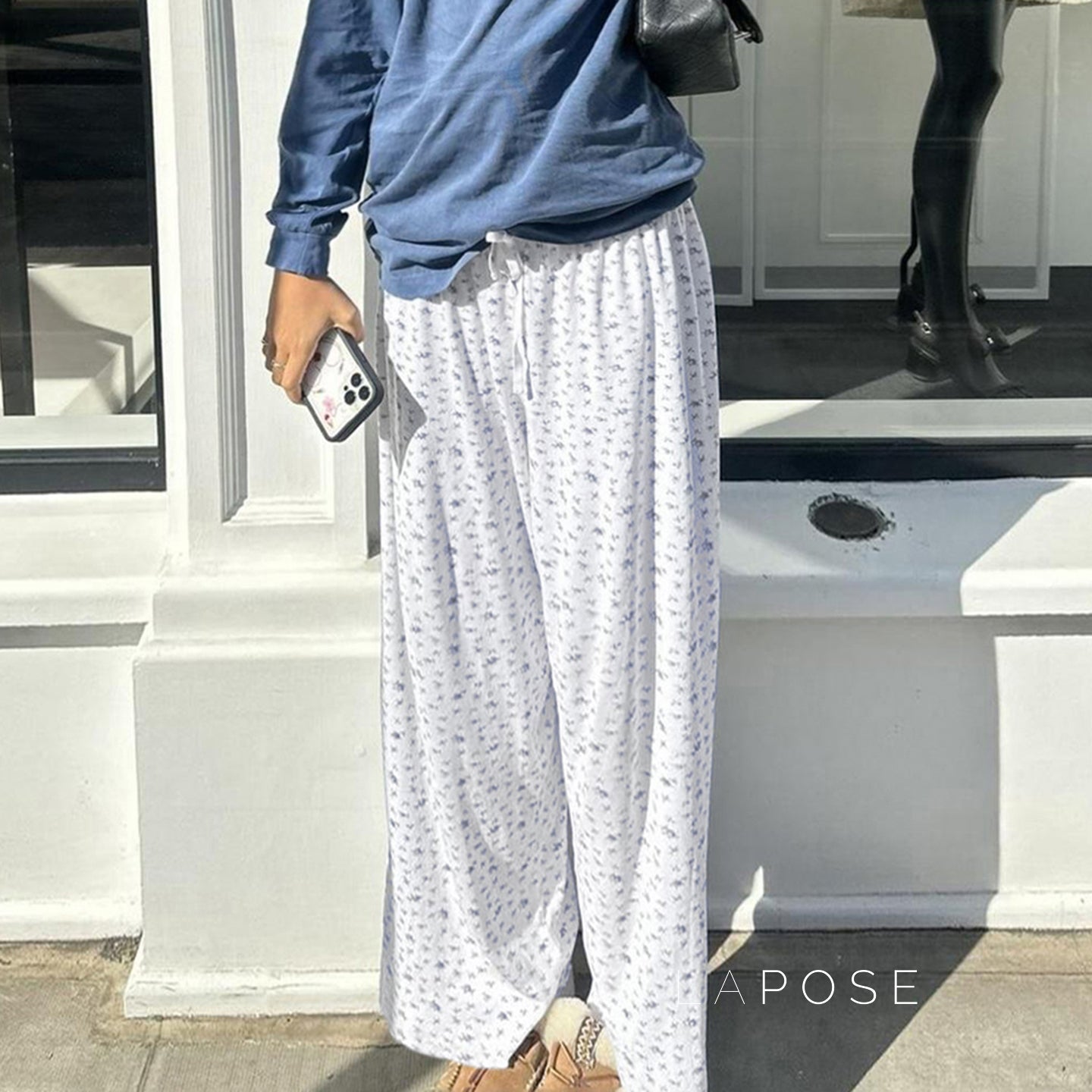 Grey Floral Drawstring Lounge Pants [QHKM45VS]