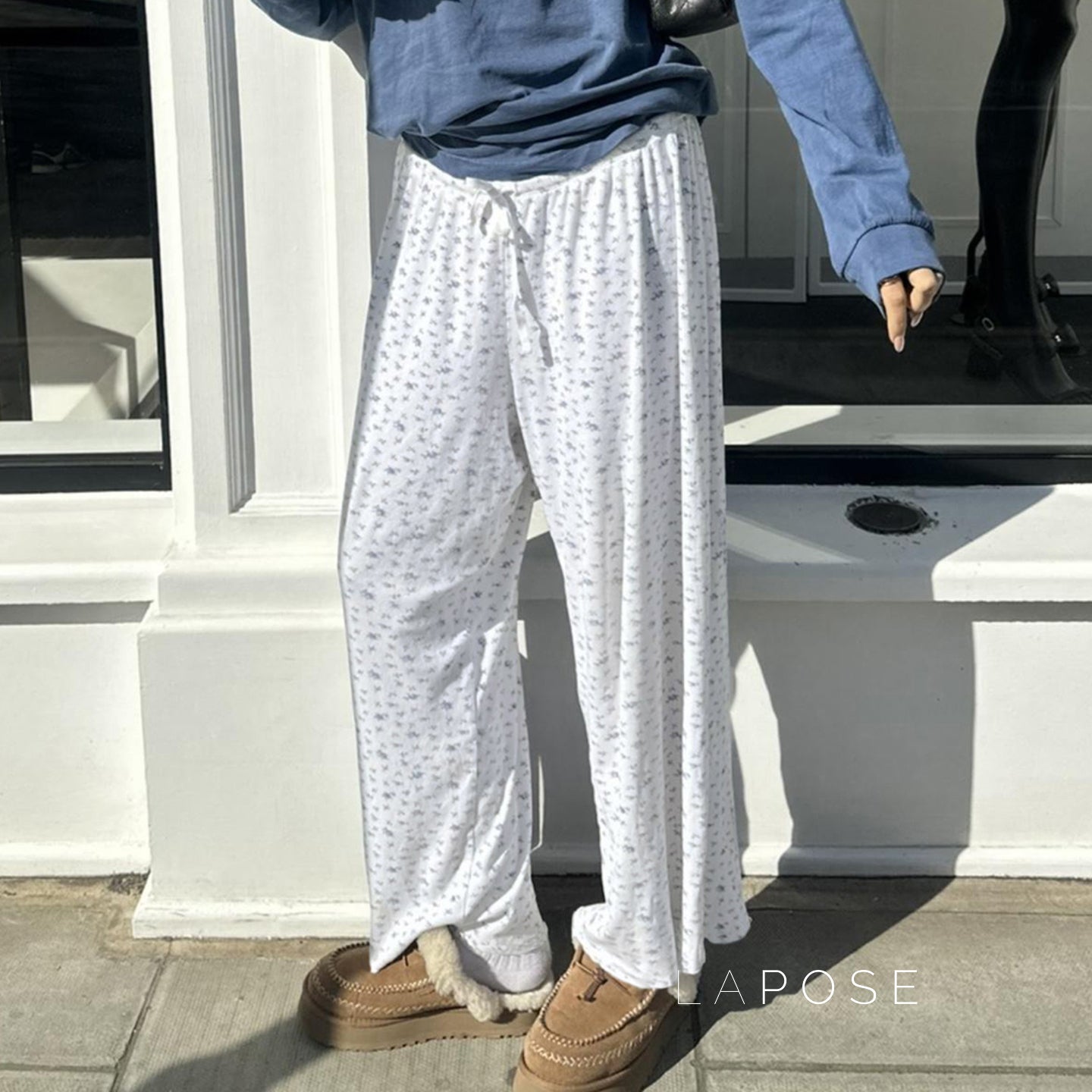 Grey Floral Drawstring Lounge Pants [GC8YDRZ2]