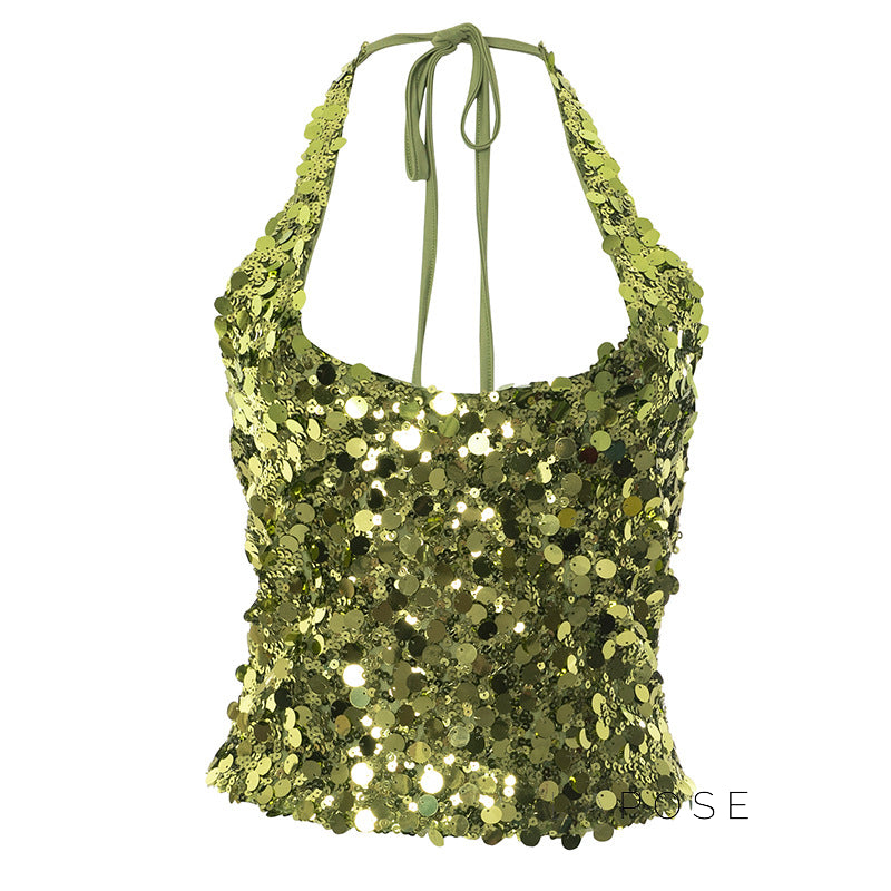 Gwenevere Sequin Halter Top [ZJHYP5CD]