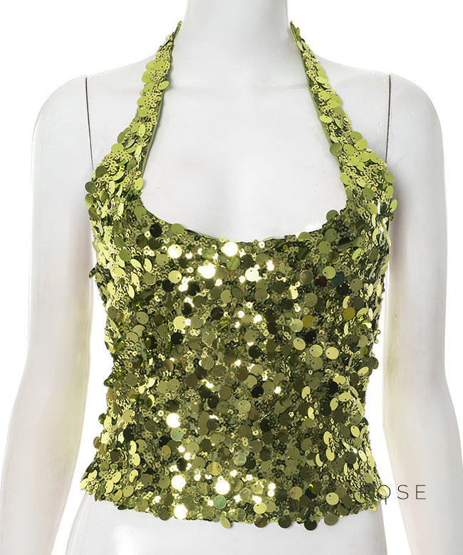 Gwenevere Sequin Halter Top [AWID45DQ]