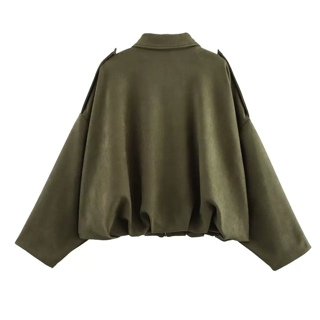 LaPose - Hadassah Oversized Faux Suede Bomber